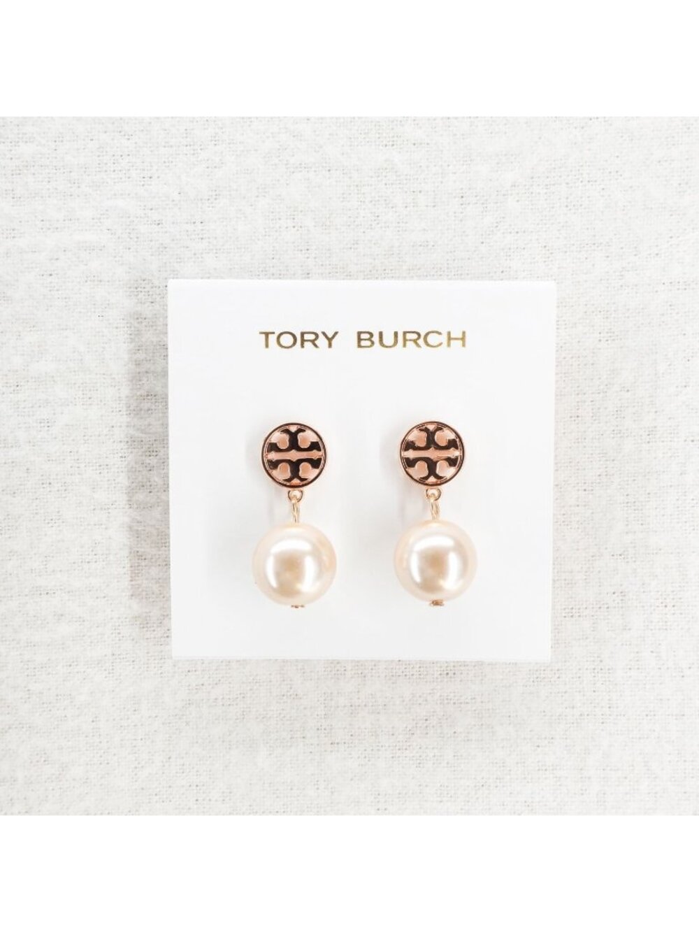 Tory Burch Miller Pearl Drop Earrings Rose Gold OS